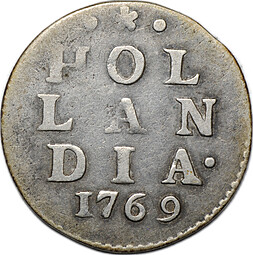 Монета 2 стювера 1769 Голландия Голландская республика