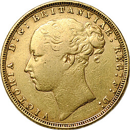Монета 1 соверен (фунт) 1873 Св. Георгий Великобритания